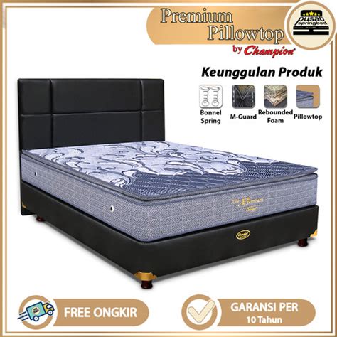 Promo Champion Springbed Premium Pillowtop Fullset Biru JABODETABEK