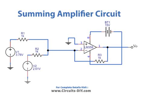 Summing Amplifier Or Op Amp Adder Circuit Lm358