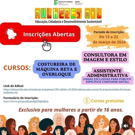 Inscri Es Para Vagas De Cursos Do Programa Mulheres Mil Encerram