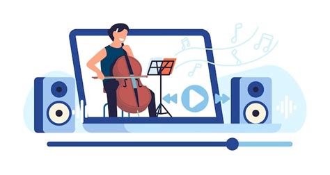 Premium Vector Music Performer Playing At Online Concert Cellist