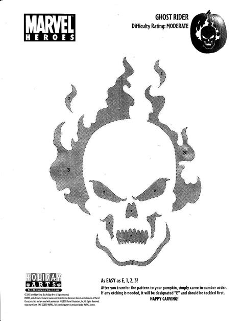 Ghost Rider Pumpkin Stencil Pumpkin Pattern Pumpkin Template