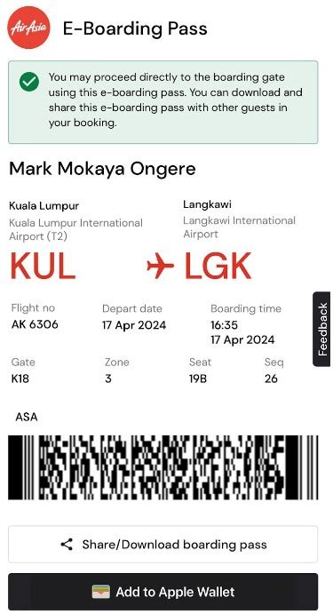 Airasia Flights E Boarding Pass