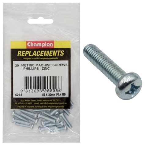 Machine Screws Pan Phillips M X Mm Zinc Plated Champion Parts