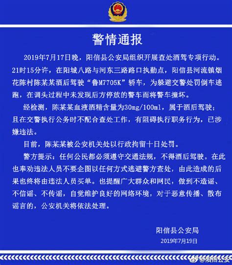 男子酒后驾车遇交警检查 倒车逃跑时撞坏警车被拘新浪山东新浪网