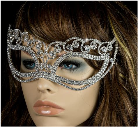 Francine Flower Silver Masquerade Mask Crystal Silver Beloved