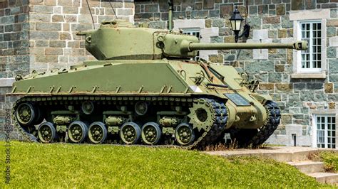 M4 Sherman Tank from World War II at The Citadel in Quebec City Stock ...