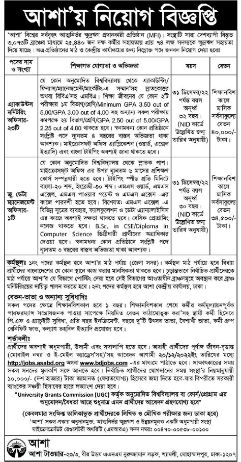 Asa Ngo Job Circular Latest Career Bdjobsedu