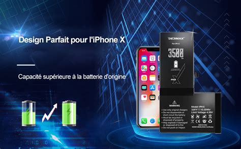 Dejimax Batterie Pour Iphone X Mah Haute Capacit Cycle