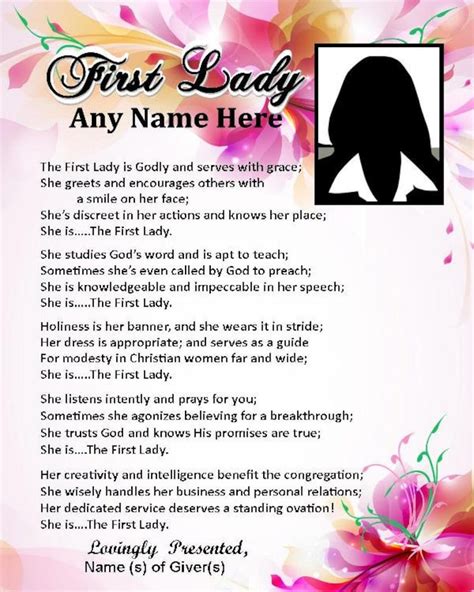 Pastors Wife First Lady Personalized Custom Appreciation Name Poem