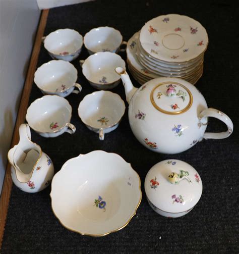 Lot 130 A Meissen Style Porcelain Tea Set