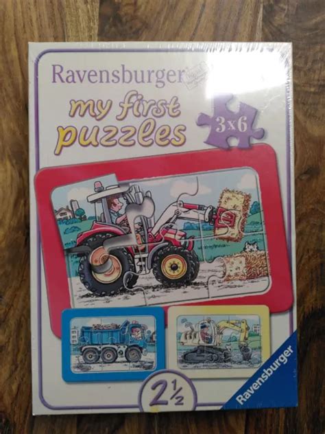 RAVENSBURGER KINDER MY First Puzzle Bagger Traktor Kipplader 3x 6 Teile