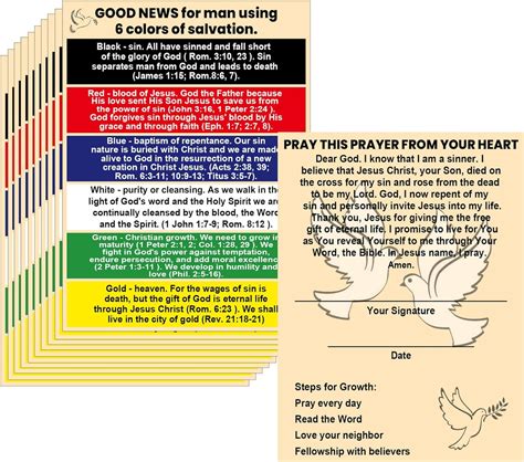 Plan Of Salvation Card Prayer Cards 50 Pcs Gospel Tracts Pocket Holy