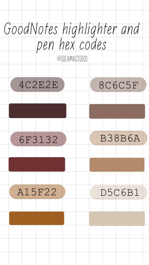 Brown Never Looked So Good GoodNotes Colour Hex S Color Coding