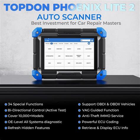 TOPDON Phoenix Lite 2 Bi Directional Scan Tool Car OBD2 Scanner Online