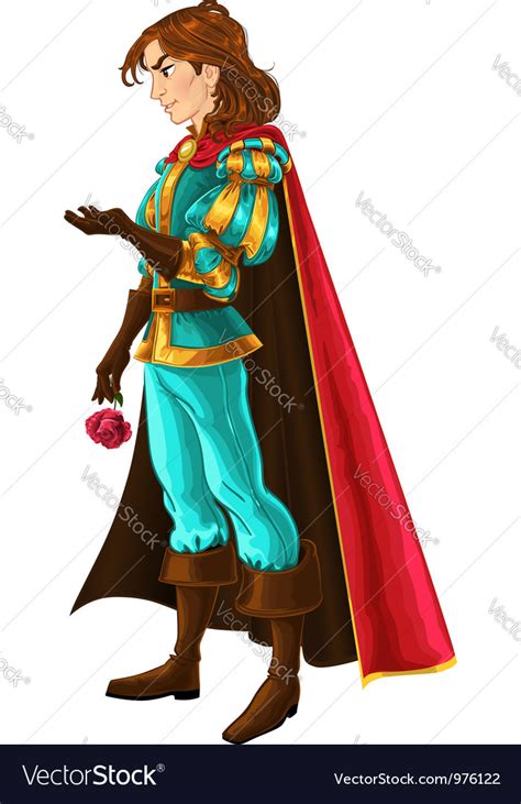 Prince In Blue And Gold With Rose Royalty Free Vector Image