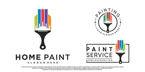 Set Collection Home Painting Logo Design With Brush Element And