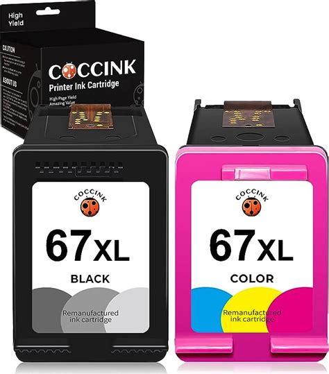 COCCINK 67XL Ink Cartridge For HP Printers High Yield Work With HP 67