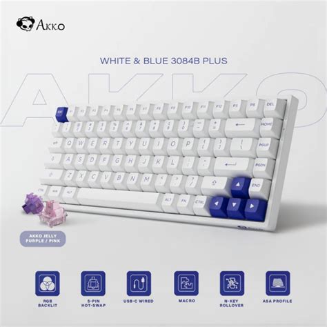Akko B Plus Blue On White Fully Assembled Multi Mode Wireless Hot Swap Keyboard Lazada