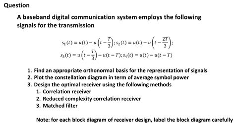 Solved Question A Baseband Digital Communication System Chegg