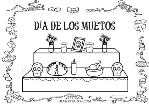 Dibujos día de los muertos para colorear Trato o truco