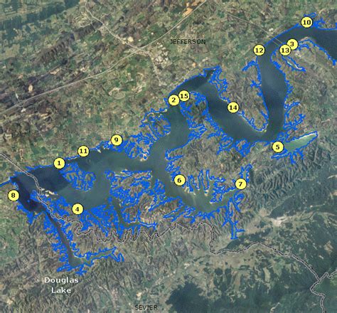 Localwaters Douglas Lake Maps Boat Ramps Tn