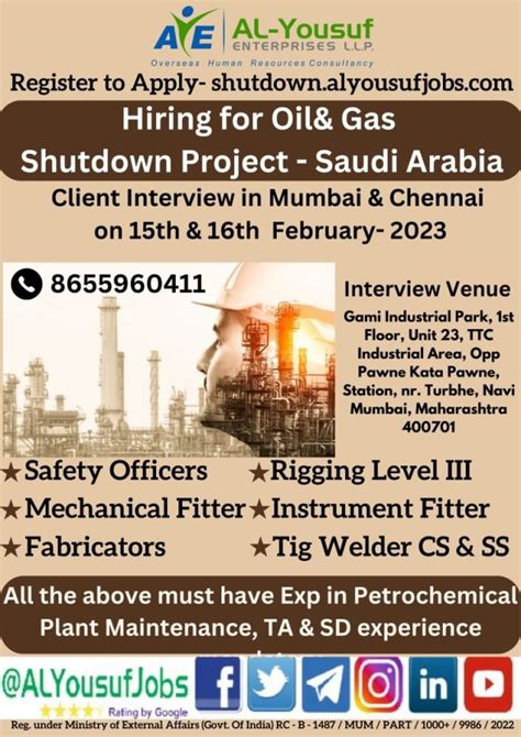 Oil Gas Shutdown Project Recruitment To Saudi Arabia