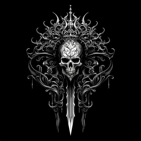 Premium Ai Image Skull And Sword Tattoo Design Illustration