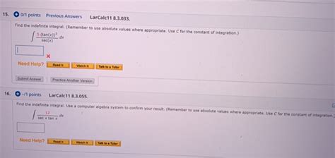 Solved 15 0 1 Points Previous Answers LarCalc 11 8 3 033 Chegg