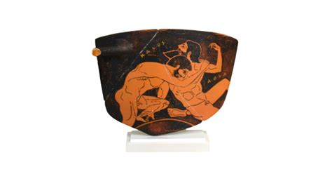 Nude Male Athletes Wrestlers Ceramic Terracotta Fragment Of Ancient Greek Jar Vase Pottery Decor