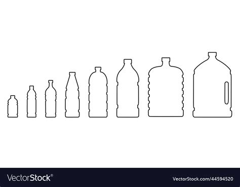 Plastic bottle line clear container water flask Vector Image 