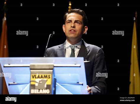 Vlaams Belang Chairman Tom Van Grieken Delivers A Speech At A Party