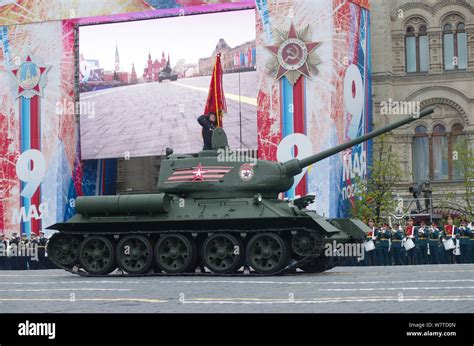 A Russian Soldier In A T 14 Armata Battle Tank Marches Along The Red