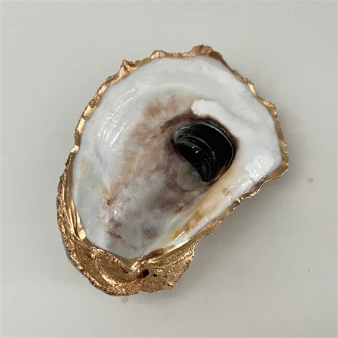 Oyster Shell D Cor Natural And Gold Ring Dish Bridal Gift Moh