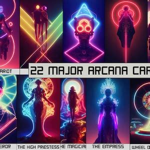 Cyberpunk Tarot Cards 22 Major Arcana Cards And 4 Card Back Designs