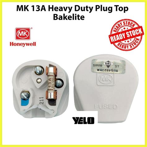 MK Heavy Duty Bakelite 13Amp Fused 3 Pin Plug Top Sirim Approved