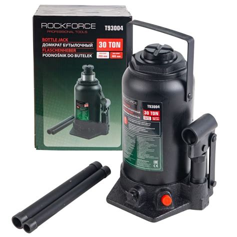 Домкрат бутылочный 30т с клапаном (h min-255мм, h max-465мм) Rock FORCE ...