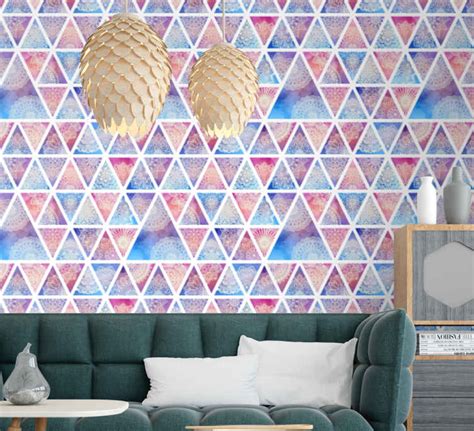 Colorful Triangles Geometric Wallpaper TenStickers