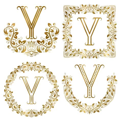 Golden Letter M Vintage Monograms Set Stock Vector Vectordivider