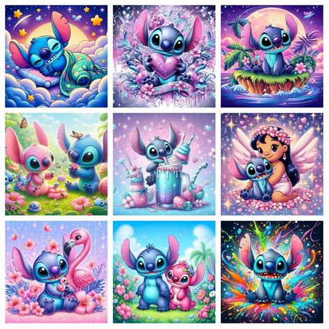 Lindo Lilo Stitch And Angel Disney Dibujos Animados D Pintura Completa