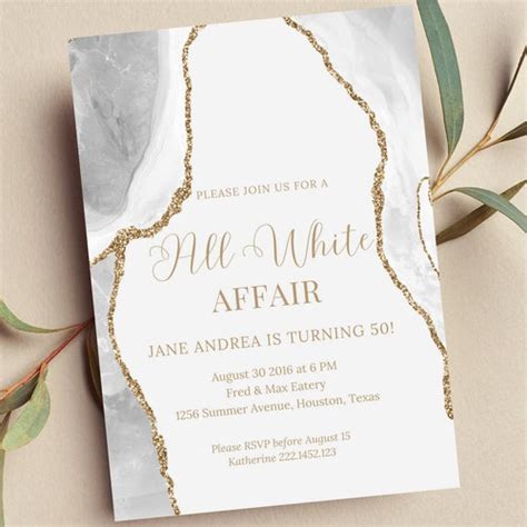 Editable All White Affair Invitation All White Party Etsy