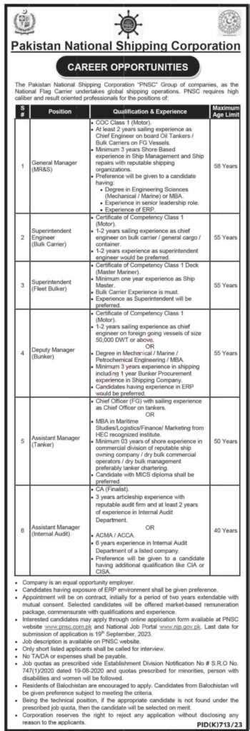 Career Opportunities At PNSC 2023 Latest Jobs In Pakistan