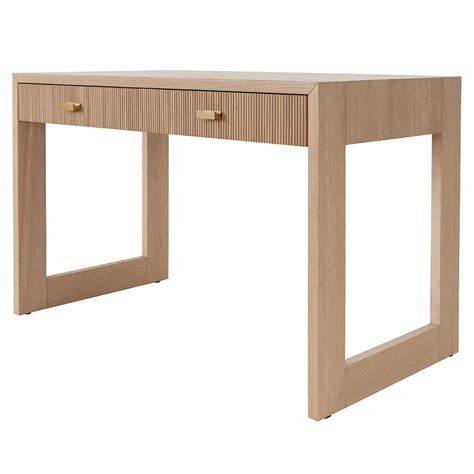 Worlds Away Larkin Modern Classic Natural Oak Wood Brass Desk