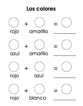 Spanish Primary Color Mixing Worksheet Los Colores Primarios Y