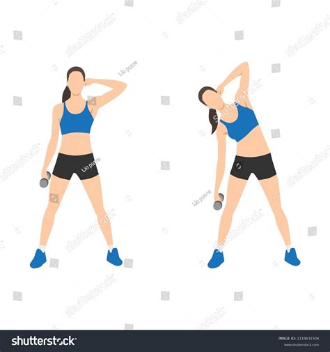 Woman Doing Dumbbell Side Bend Exercise Stock Vector Royalty Free 2119631504 Shutterstock