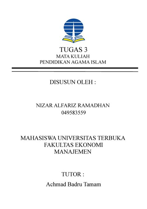 Tugas Pendidikan Agama Islam Tugas Mata Kuliah Pendidikan Agama