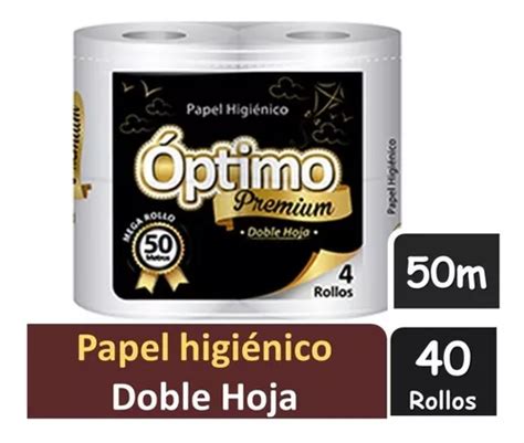 Papel Higienico Optimo Premium Doble Hoja 50 Mts 40 Rollos Cuotas Sin