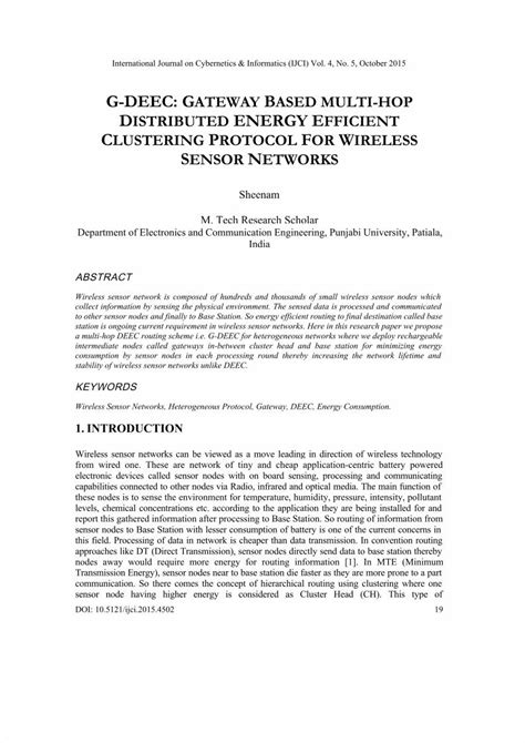 Pdf G Deec Gateway Based Multi Hop Distributed Energy Efficient