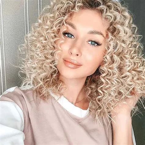 Synthetische Perücken Afro Stylish Mittelteil Perücke Kurz Blond Synthetische Haare Damen Weich