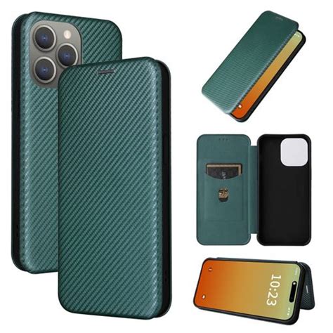 Para Iphone 15 Pro Funda De Cuero Con Tapa De Textura De Fibra De