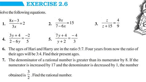 Ch Linear Equation In One Variable Exercise Class Maths